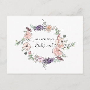 Postal De Invitación Rosa Rosa Rosa Rosa Floral Garland BRIDESMAID
