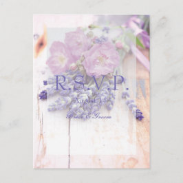 Postal De Invitación Rosa salvaje y lavanda Boda de flores de verano RS