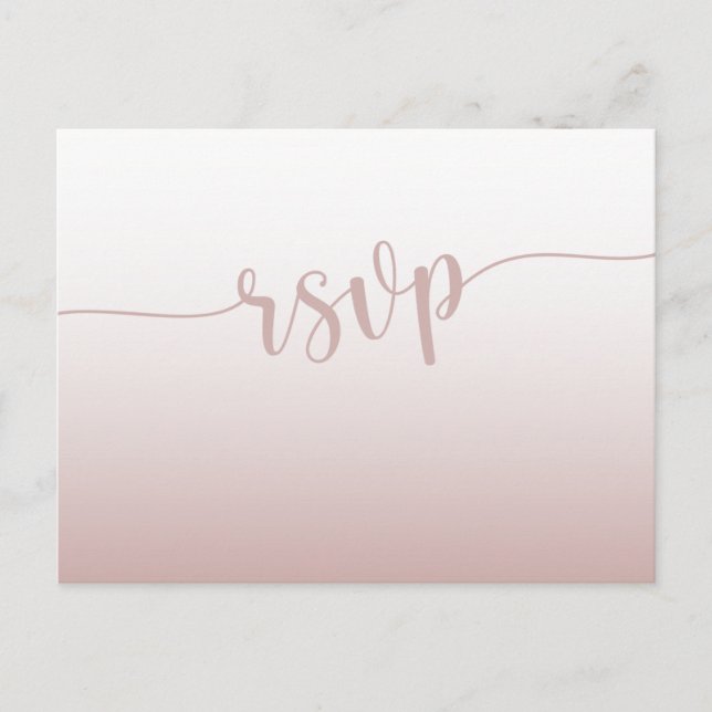 Postal De Invitación Rosa simple Boda RSVP Gold (Anverso)