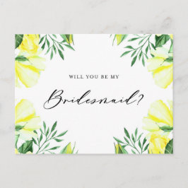 Postal De Invitación Rosas de acuarela amarilla serán mi novia