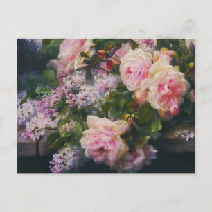 Postal De Invitación Rosas de la época y duchas de novias Lilacs