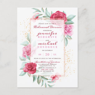 Postal De Invitación Rosas de Moda rosa y roja moda Ensayo de flores Ce