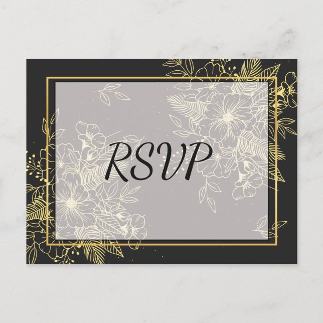 Postal De Invitación Rosas de oro RSVP (Anverso)