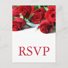 Postal De Invitación Rosas Rojas Románticas Bodas RSVP Postcard