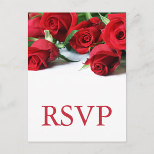 Postal De Invitación Rosas Rojas Románticas Bodas RSVP Postcard