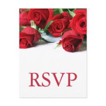 Rosas Rojas Románticas Bodas RSVP Postcard
