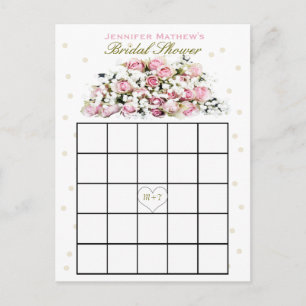 Postal De Invitación Rosas rosados nupciales del bingo el   de la ducha