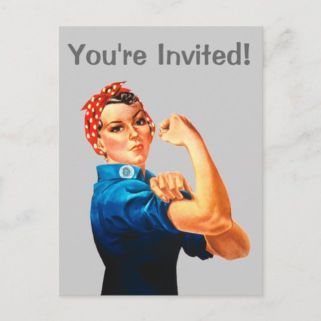 Postal De Invitación Rosie the Riveter (Anverso)