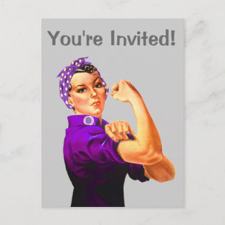 Postal De Invitación Rosie The Riveter - Morado