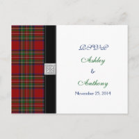 Royal Stewart Tartan Wedding Rsvp Responder Postca