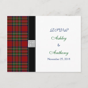 Postal De Invitación Royal Stewart Tartan Wedding Rsvp Responder Postca