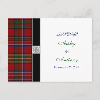 Postal De Invitación Royal Stewart Tartan Wedding Rsvp Responder Postca