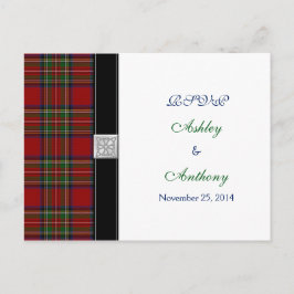 Postal De Invitación Royal Stewart Tartan Wedding Rsvp Responder Postca