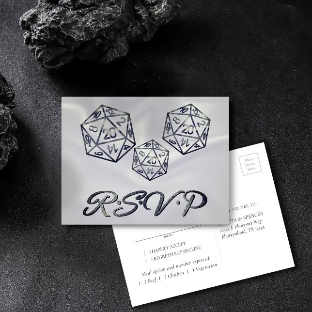 Postal De Invitación RPG Dice | Fantasía Tabletop Retro Gamer Meal RSVP (Subido por el creador)