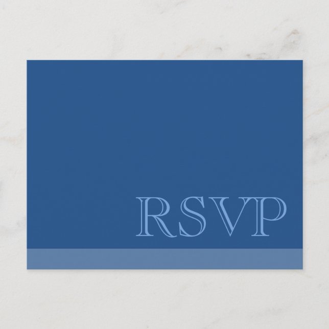 Postal De Invitación RSVP azul básico básico mínimo (Anverso)