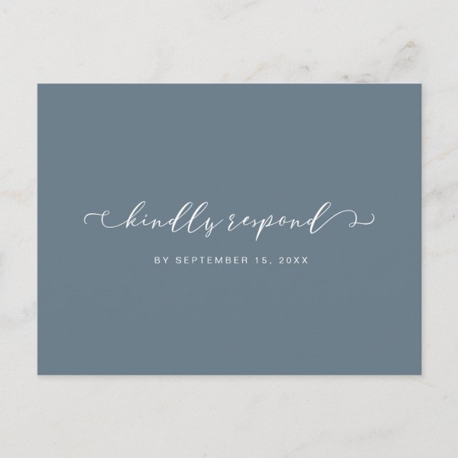 Postal De Invitación Rsvp azul y blanco turbio con elección de comida (Anverso)