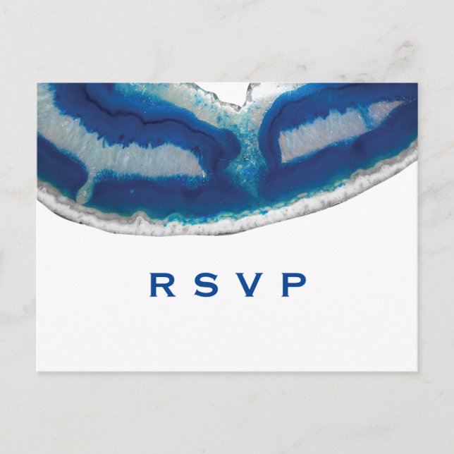 Postal De Invitación RSVP | Boda Agate azul (Anverso)