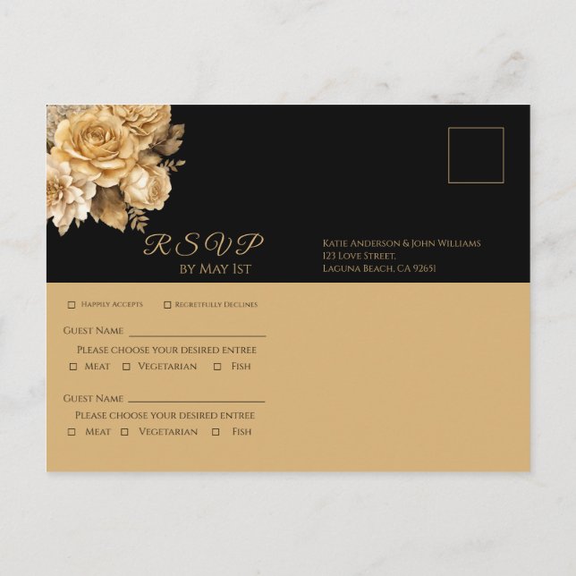 Postal De Invitación RSVP-Boda de Flor Neutral (Reverso)