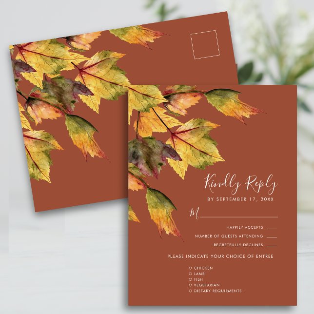 Postal De Invitación RSVP Boda de Foliage Rustic Brown Otumn (Subido por el creador)