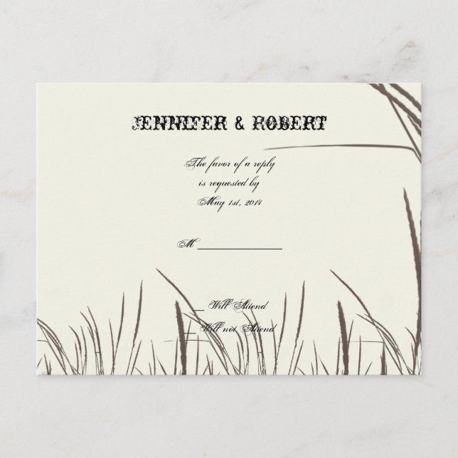 Postal De Invitación RSVP Boda de praderas rurales rusticas (Anverso)