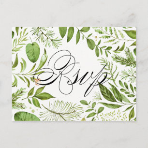 Postal De Invitación RSVP boda follaje verde salvaje acuarela