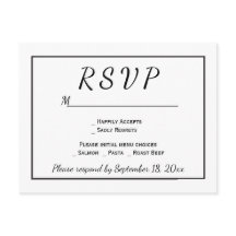 RSVP Boda Minimalista blanco y negro