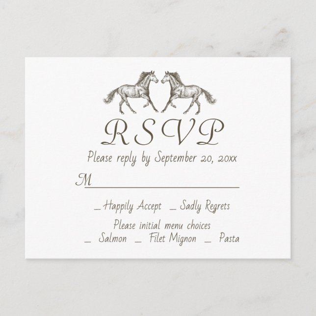 Postal De Invitación RSVP Boda Occidental País de caballos Rústicos (Anverso)