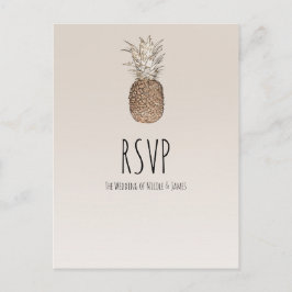 Postal De Invitación RSVP Boda Tropical Hawaiana Piña Rústica
