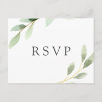 RSVP Botánico de Boda con Follaje Verde