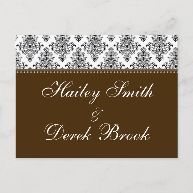 Postal De Invitación RSVP - Chocolate y texto blanco (Anverso)