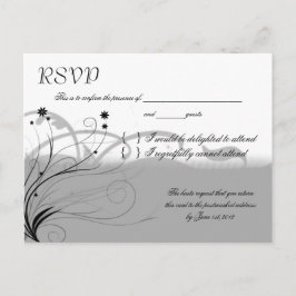 Postal De Invitación RSVP clásico negro y gris