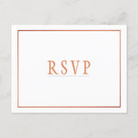 RSVP Cobre Blanco Naranja Boda Sencilla