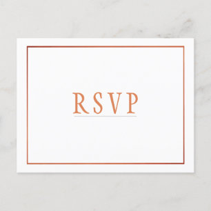 Postal De Invitación RSVP Cobre Blanco Naranja Boda Sencilla