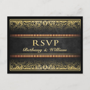 Postal De Invitación RSVP coincidiendo con Black Gold King Queen Corazo