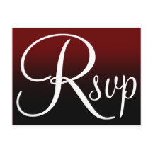 RSVP contemporánea de color negro de Borgoña