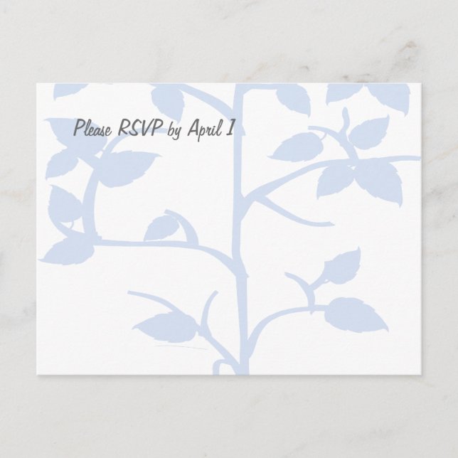 Postal De Invitación RSVP de árbol azul pálido (Anverso)