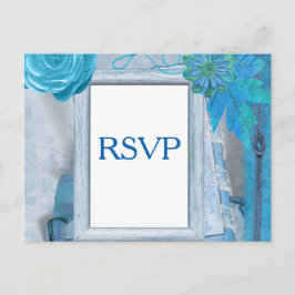 Postal De Invitación RSVP de boda azul