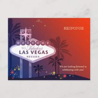 Postal De Invitación RSVP de boda azul y rojo en Las Vegas