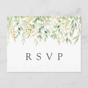 Postal De Invitación RSVP de Boda Botánica de Follaje Verde
