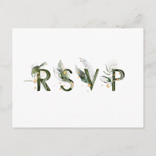 Postal De Invitación RSVP de Boda con Follaje Tropical