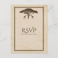 RSVP de boda de árbol de jirafas de safari african