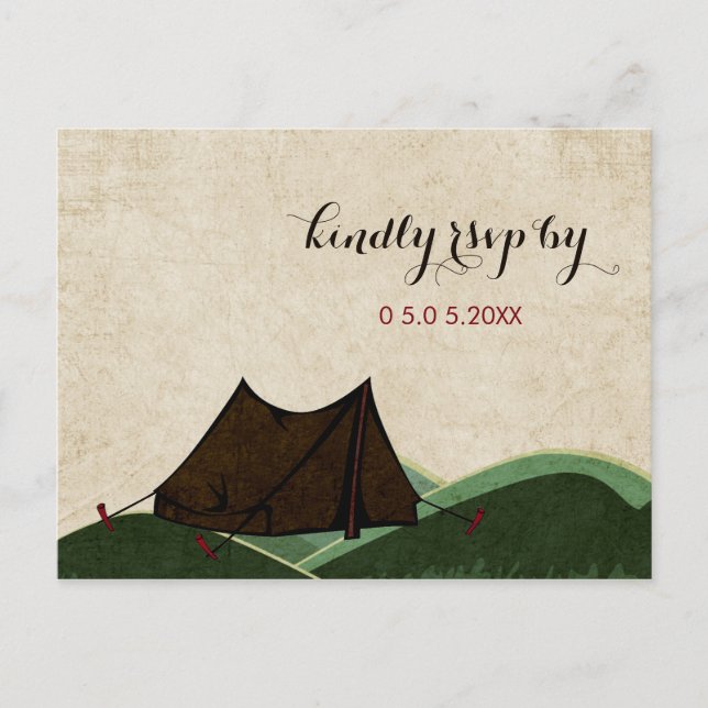 Postal De Invitación RSVP de boda de campamento rústico (Anverso)