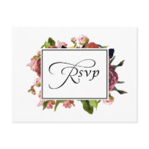 RSVP de Boda de Floral Rosa