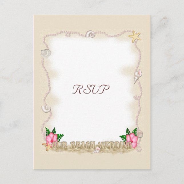 Postal De Invitación RSVP de boda de playa (Anverso)