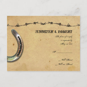 Postal De Invitación RSVP de boda de púas rusticas en el país