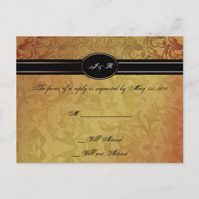 Postal De Invitación RSVP de Boda de Regencia Caída (Anverso)