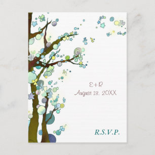 Postal De Invitación RSVP de boda del tema del árbol blanco