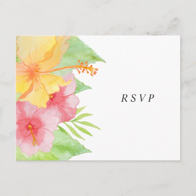 Postal De Invitación Rsvp de boda esplendor tropical + entremeses (Anverso)