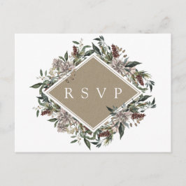 Postal De Invitación RSVP de Boda Floral Rústica Otoño Invierno