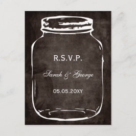 Postal De Invitación rsvp de boda rústica de tarro de masón